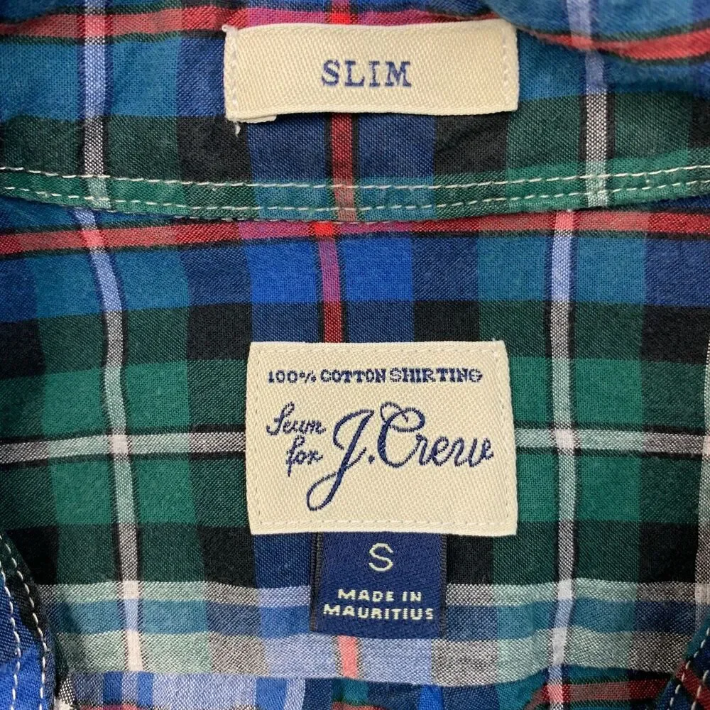J Crew Shirt Mens S Small Multi Plaid SLIM Fit Button Down Cotton Long Sleeve